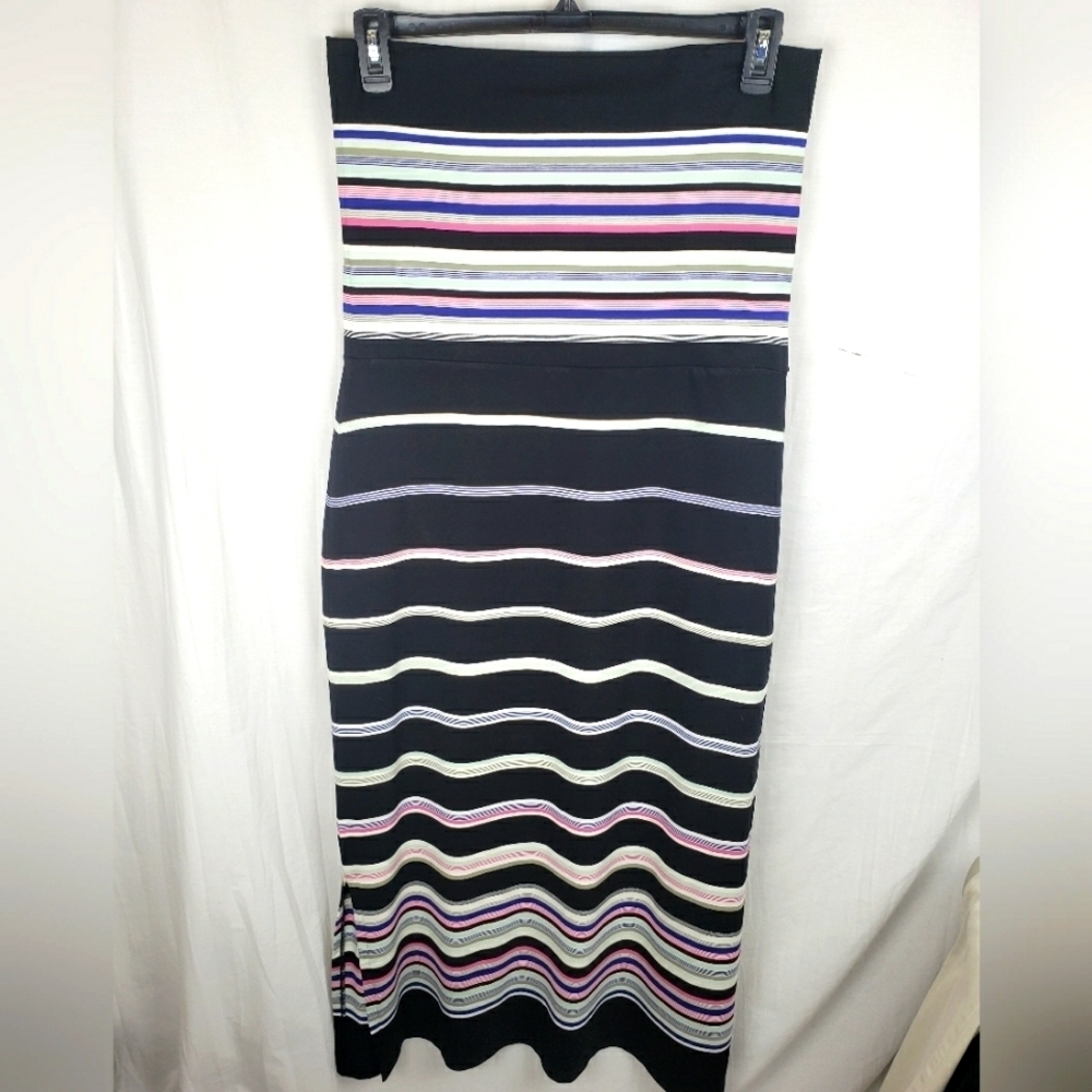 White House Black Market Striped Midi Dress - Black, Purple, Pink, White